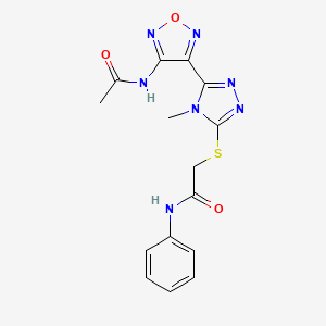 molecular formula C15H15N7O3S B11381161 2-({5-[4-(acetylamino)-1,2,5-oxadiazol-3-yl]-4-methyl-4H-1,2,4-triazol-3-yl}sulfanyl)-N-phenylacetamide 