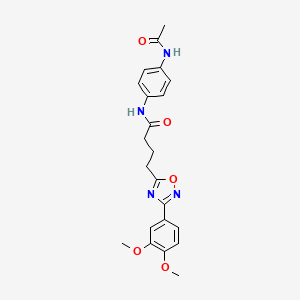 molecular formula C22H24N4O5 B11381183 N-[4-(acetylamino)phenyl]-4-[3-(3,4-dimethoxyphenyl)-1,2,4-oxadiazol-5-yl]butanamide 