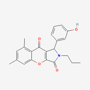 molecular formula C22H21NO4 B11381187 1-(3-Hydroxyphenyl)-6,8-dimethyl-2-propyl-1,2-dihydrochromeno[2,3-c]pyrrole-3,9-dione 