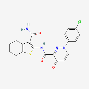 molecular formula C20H17ClN4O3S B11381216 N-(3-carbamoyl-4,5,6,7-tetrahydro-1-benzothiophen-2-yl)-1-(4-chlorophenyl)-4-oxo-1,4-dihydropyridazine-3-carboxamide 