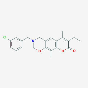 molecular formula C22H22ClNO3 B11381282 3-(3-chlorobenzyl)-7-ethyl-6,10-dimethyl-3,4-dihydro-2H,8H-chromeno[6,7-e][1,3]oxazin-8-one 