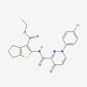 molecular formula C21H18ClN3O4S B11381308 ethyl 2-({[1-(4-chlorophenyl)-4-oxo-1,4-dihydropyridazin-3-yl]carbonyl}amino)-5,6-dihydro-4H-cyclopenta[b]thiophene-3-carboxylate 