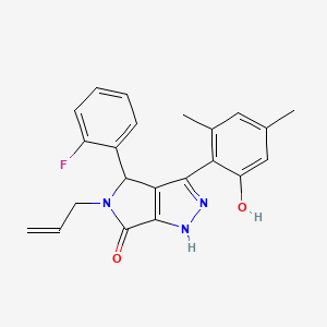 molecular formula C22H20FN3O2 B11381324 4-(2-fluorophenyl)-3-(2-hydroxy-4,6-dimethylphenyl)-5-(prop-2-en-1-yl)-4,5-dihydropyrrolo[3,4-c]pyrazol-6(1H)-one 