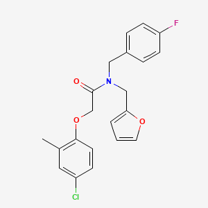 molecular formula C21H19ClFNO3 B11381368 2-(4-chloro-2-methylphenoxy)-N-(4-fluorobenzyl)-N-(furan-2-ylmethyl)acetamide 