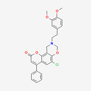 6-chloro-9-[2-(3,4-dimethoxyphenyl)ethyl]-4-phenyl-9,10-dihydro-2H,8H-chromeno[8,7-e][1,3]oxazin-2-one