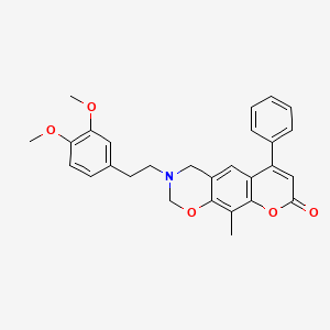 3-[2-(3,4-dimethoxyphenyl)ethyl]-10-methyl-6-phenyl-3,4-dihydro-2H,8H-chromeno[6,7-e][1,3]oxazin-8-one