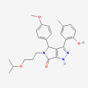 molecular formula C25H29N3O4 B11381560 3-(2-hydroxy-5-methylphenyl)-4-(4-methoxyphenyl)-5-[3-(propan-2-yloxy)propyl]-4,5-dihydropyrrolo[3,4-c]pyrazol-6(1H)-one 