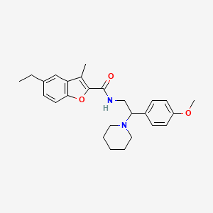 molecular formula C26H32N2O3 B11381613 5-ethyl-N-[2-(4-methoxyphenyl)-2-(piperidin-1-yl)ethyl]-3-methyl-1-benzofuran-2-carboxamide 