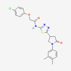 molecular formula C22H21ClN4O3S B11381646 2-(4-chlorophenoxy)-N-{5-[1-(3,4-dimethylphenyl)-5-oxopyrrolidin-3-yl]-1,3,4-thiadiazol-2-yl}acetamide 