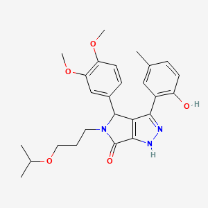 molecular formula C26H31N3O5 B11381655 4-(3,4-dimethoxyphenyl)-3-(2-hydroxy-5-methylphenyl)-5-[3-(propan-2-yloxy)propyl]-4,5-dihydropyrrolo[3,4-c]pyrazol-6(1H)-one 