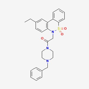 1-(4-Benzyl-1-piperazinyl)-2-(9-ethyl-5,5-dioxido-6H-dibenzo[C,E][1,2]thiazin-6-YL)ethanone