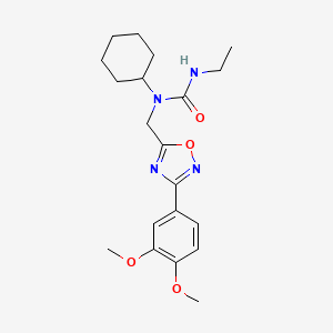 molecular formula C20H28N4O4 B11381727 1-Cyclohexyl-1-{[3-(3,4-dimethoxyphenyl)-1,2,4-oxadiazol-5-yl]methyl}-3-ethylurea 