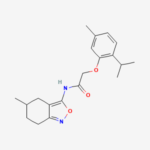 molecular formula C20H26N2O3 B11381782 2-[5-methyl-2-(propan-2-yl)phenoxy]-N-(5-methyl-4,5,6,7-tetrahydro-2,1-benzoxazol-3-yl)acetamide 