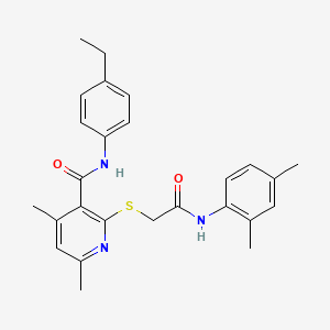 molecular formula C26H29N3O2S B11381786 2-({2-[(2,4-dimethylphenyl)amino]-2-oxoethyl}sulfanyl)-N-(4-ethylphenyl)-4,6-dimethylpyridine-3-carboxamide 