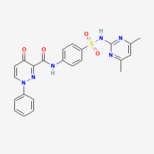 molecular formula C23H20N6O4S B11381808 N-{4-[(4,6-dimethylpyrimidin-2-yl)sulfamoyl]phenyl}-4-oxo-1-phenyl-1,4-dihydropyridazine-3-carboxamide 