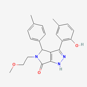 molecular formula C22H23N3O3 B11381841 3-(2-hydroxy-5-methylphenyl)-5-(2-methoxyethyl)-4-(4-methylphenyl)-4,5-dihydropyrrolo[3,4-c]pyrazol-6(1H)-one 