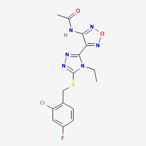 N-(4-{5-[(2-chloro-4-fluorobenzyl)sulfanyl]-4-ethyl-4H-1,2,4-triazol-3-yl}-1,2,5-oxadiazol-3-yl)acetamide