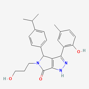 molecular formula C24H27N3O3 B11381921 3-(2-hydroxy-5-methylphenyl)-5-(3-hydroxypropyl)-4-[4-(propan-2-yl)phenyl]-4,5-dihydropyrrolo[3,4-c]pyrazol-6(1H)-one 