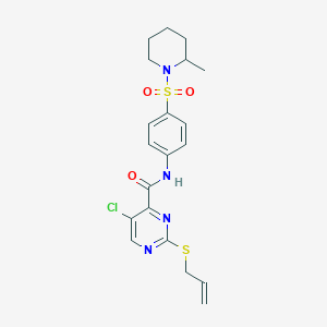 molecular formula C20H23ClN4O3S2 B11381950 5-chloro-N-{4-[(2-methylpiperidin-1-yl)sulfonyl]phenyl}-2-(prop-2-en-1-ylsulfanyl)pyrimidine-4-carboxamide 