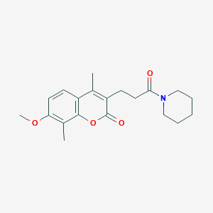 molecular formula C20H25NO4 B11381957 7-methoxy-4,8-dimethyl-3-[3-oxo-3-(piperidin-1-yl)propyl]-2H-chromen-2-one 