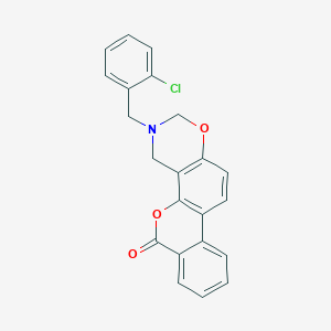 molecular formula C22H16ClNO3 B11381975 3-(2-chlorobenzyl)-3,4-dihydro-2H,6H-benzo[3,4]chromeno[8,7-e][1,3]oxazin-6-one 