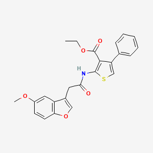 molecular formula C24H21NO5S B11381999 Ethyl 2-{[(5-methoxy-1-benzofuran-3-yl)acetyl]amino}-4-phenylthiophene-3-carboxylate 