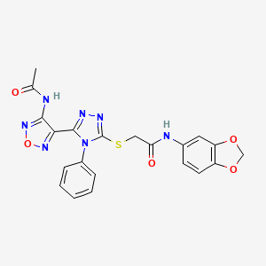 2-({5-[4-(acetylamino)-1,2,5-oxadiazol-3-yl]-4-phenyl-4H-1,2,4-triazol-3-yl}sulfanyl)-N-(1,3-benzodioxol-5-yl)acetamide