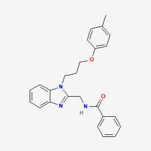 molecular formula C25H25N3O2 B11382045 N-({1-[3-(4-methylphenoxy)propyl]-1H-benzimidazol-2-yl}methyl)benzamide 