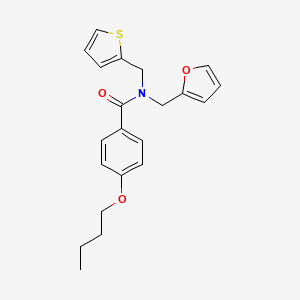 4-butoxy-N-(furan-2-ylmethyl)-N-(thiophen-2-ylmethyl)benzamide