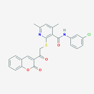 N-(3-chlorophenyl)-4,6-dimethyl-2-{[2-oxo-2-(2-oxo-2H-chromen-3-yl)ethyl]sulfanyl}pyridine-3-carboxamide