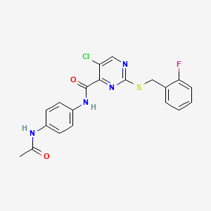 molecular formula C20H16ClFN4O2S B11382092 N-[4-(acetylamino)phenyl]-5-chloro-2-[(2-fluorobenzyl)sulfanyl]pyrimidine-4-carboxamide 