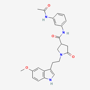 molecular formula C24H26N4O4 B11382148 N-[3-(acetylamino)phenyl]-1-[2-(5-methoxy-1H-indol-3-yl)ethyl]-5-oxopyrrolidine-3-carboxamide 