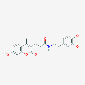 molecular formula C23H25NO6 B11382173 N-[2-(3,4-dimethoxyphenyl)ethyl]-3-(7-hydroxy-4-methyl-2-oxo-2H-chromen-3-yl)propanamide 