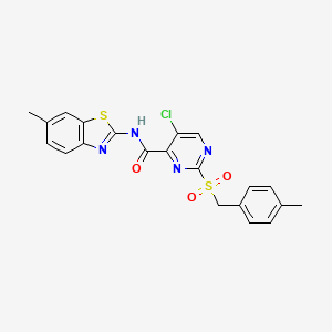 5-chloro-N-(6-methyl-1,3-benzothiazol-2-yl)-2-[(4-methylbenzyl)sulfonyl]pyrimidine-4-carboxamide