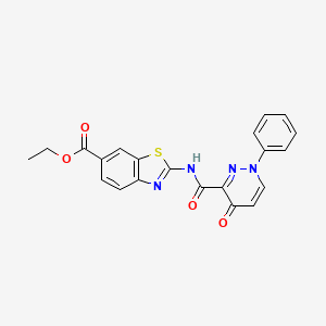 molecular formula C21H16N4O4S B11382184 Ethyl 2-{[(4-oxo-1-phenyl-1,4-dihydropyridazin-3-yl)carbonyl]amino}-1,3-benzothiazole-6-carboxylate 