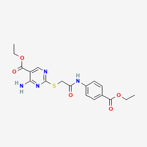 Ethyl 4-amino-2-[(2-{[4-(ethoxycarbonyl)phenyl]amino}-2-oxoethyl)sulfanyl]pyrimidine-5-carboxylate