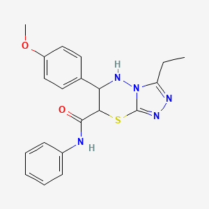 molecular formula C20H21N5O2S B11382396 3-ethyl-6-(4-methoxyphenyl)-N-phenyl-6,7-dihydro-5H-[1,2,4]triazolo[3,4-b][1,3,4]thiadiazine-7-carboxamide 