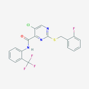 molecular formula C19H12ClF4N3OS B11382436 5-chloro-2-[(2-fluorobenzyl)sulfanyl]-N-[2-(trifluoromethyl)phenyl]pyrimidine-4-carboxamide 