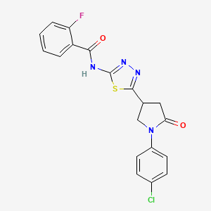 N-{5-[1-(4-chlorophenyl)-5-oxopyrrolidin-3-yl]-1,3,4-thiadiazol-2-yl}-2-fluorobenzamide