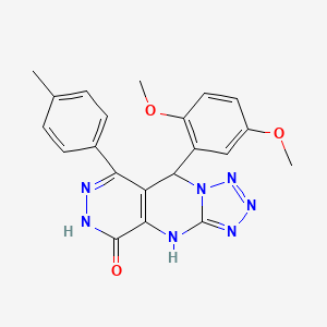 molecular formula C21H19N7O3 B11382528 8-(2,5-dimethoxyphenyl)-10-(4-methylphenyl)-2,4,5,6,7,11,12-heptazatricyclo[7.4.0.03,7]trideca-1(9),3,5,10-tetraen-13-one 