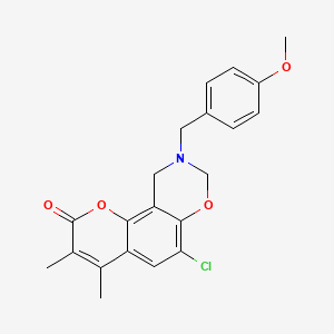 molecular formula C21H20ClNO4 B11382613 6-chloro-9-(4-methoxybenzyl)-3,4-dimethyl-9,10-dihydro-2H,8H-chromeno[8,7-e][1,3]oxazin-2-one 