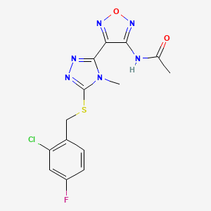 N-(4-{5-[(2-chloro-4-fluorobenzyl)sulfanyl]-4-methyl-4H-1,2,4-triazol-3-yl}-1,2,5-oxadiazol-3-yl)acetamide