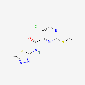 molecular formula C11H12ClN5OS2 B11382701 5-chloro-N-(5-methyl-1,3,4-thiadiazol-2-yl)-2-(propan-2-ylsulfanyl)pyrimidine-4-carboxamide 