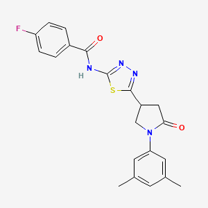 N-{5-[1-(3,5-dimethylphenyl)-5-oxopyrrolidin-3-yl]-1,3,4-thiadiazol-2-yl}-4-fluorobenzamide