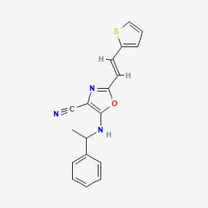 molecular formula C18H15N3OS B11382704 5-[(1-phenylethyl)amino]-2-[(E)-2-(thiophen-2-yl)ethenyl]-1,3-oxazole-4-carbonitrile 