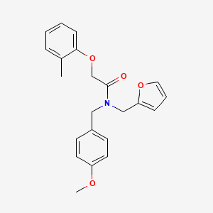 molecular formula C22H23NO4 B11382708 N-(furan-2-ylmethyl)-N-(4-methoxybenzyl)-2-(2-methylphenoxy)acetamide 