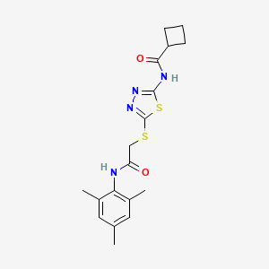 N-(5-((2-(mesitylamino)-2-oxoethyl)thio)-1,3,4-thiadiazol-2-yl)cyclobutanecarboxamide