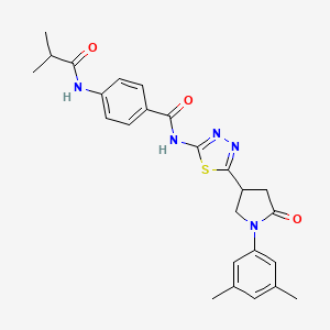 N-{5-[1-(3,5-dimethylphenyl)-5-oxopyrrolidin-3-yl]-1,3,4-thiadiazol-2-yl}-4-[(2-methylpropanoyl)amino]benzamide