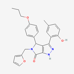 molecular formula C26H25N3O4 B11382865 5-(furan-2-ylmethyl)-3-(2-hydroxy-5-methylphenyl)-4-(4-propoxyphenyl)-4,5-dihydropyrrolo[3,4-c]pyrazol-6(1H)-one 