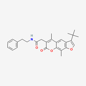 molecular formula C27H29NO4 B11382876 2-(3-tert-butyl-5,9-dimethyl-7-oxo-7H-furo[3,2-g]chromen-6-yl)-N-(2-phenylethyl)acetamide 